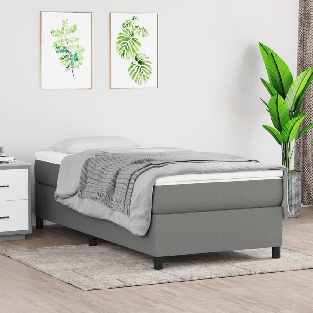Kontinentalseng med madras 100x200 cm stof mørkegrå