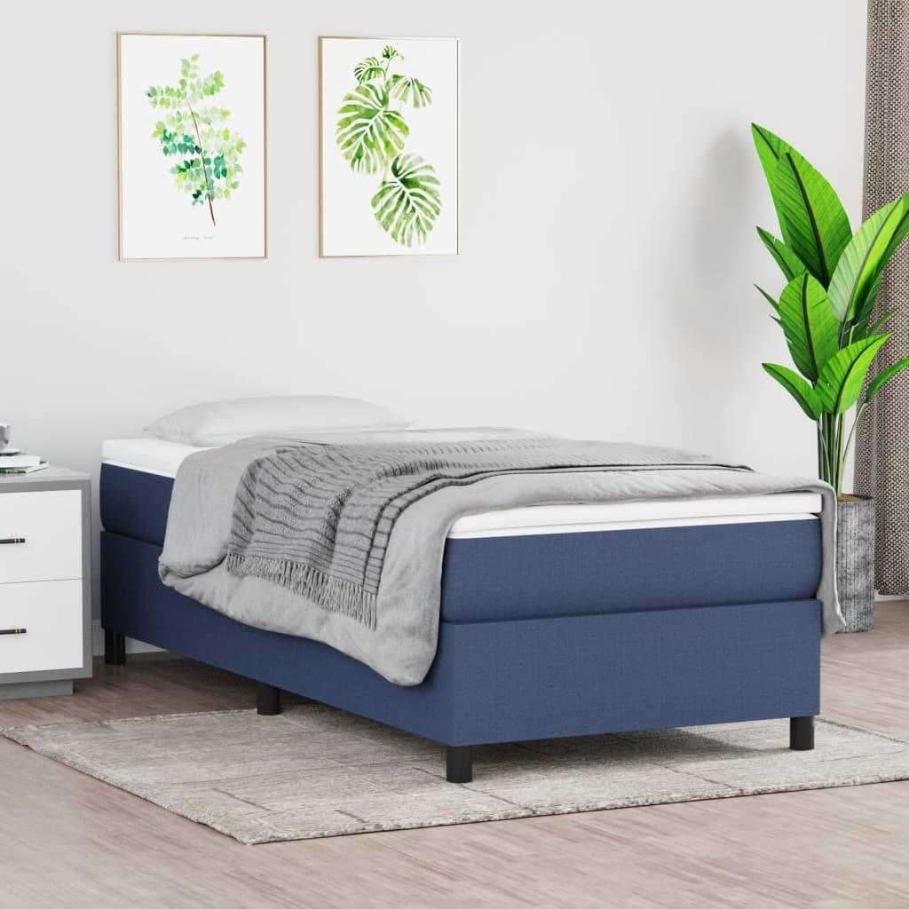 Kontinentalseng med madras 100x200 cm stof blå