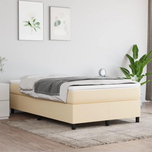 Kontinentalseng med madras 120x200 cm - stof, cremefarvet