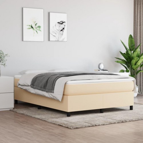 Kontinentalseng med madras 140×200 cm - stof, cremefarvet