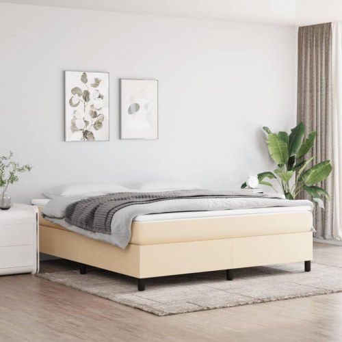 Kontinentalseng med madras 160×200 cm - stof, cremefarvet