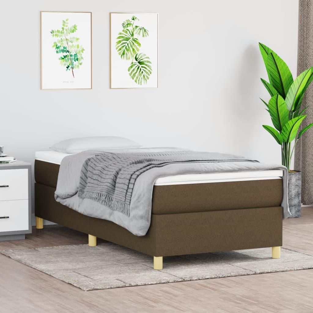 Kontinentalseng med madras 80×200 cm - stof, mørkebrun billede