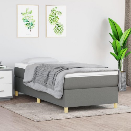 Kontinentalseng med madras 90×200 cm - stof, mørkegrå