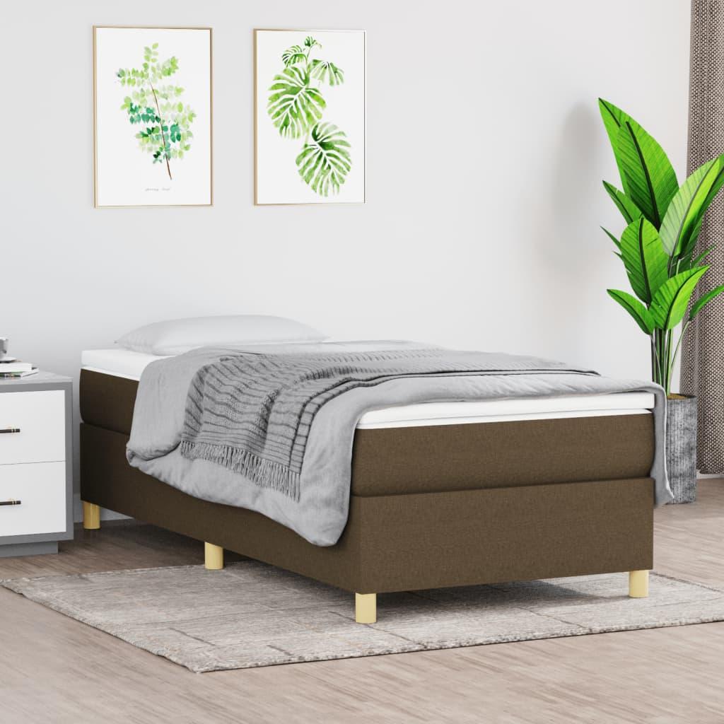 Kontinentalseng med madras 90×200 cm - stof, mørkebrun billede