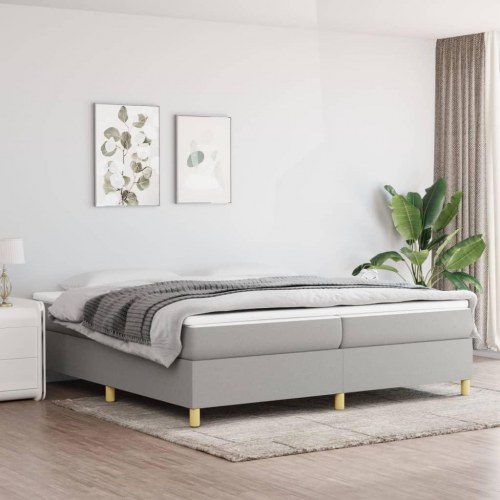 Kontinentalseng 200x200 cm med pocketfjedre - stof, lysegrå