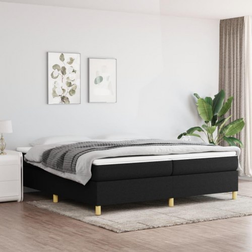 Kontinentalseng med madras 200 x 200 cm - stof, sort