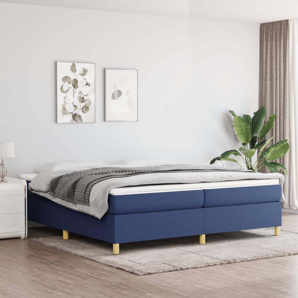 Kontinentalseng med madras 200x200 cm stof blå