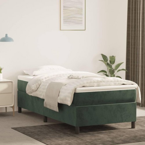 Kontinentalseng med madras 80×200 cm - fløjl, mørkegrøn
