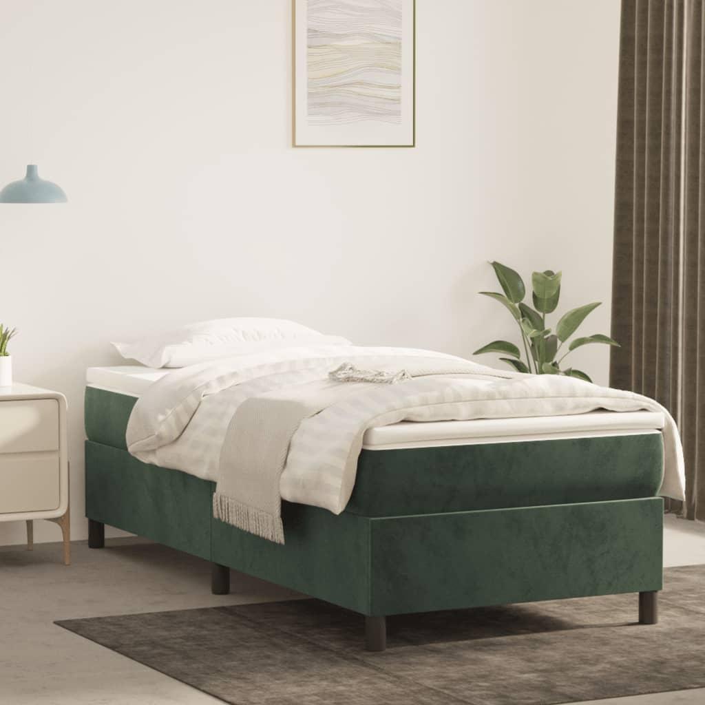 Kontinentalseng med madras 80x200 cm fløjl mørkegrøn billede