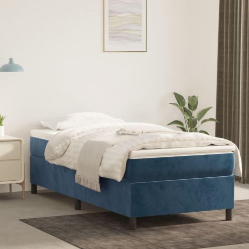 Kontinentalseng med madras 80×200 cm - fløjl, mørkeblå
