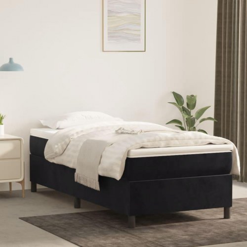 Kontinentalseng med madras 90×190 cm - fløjl, sort