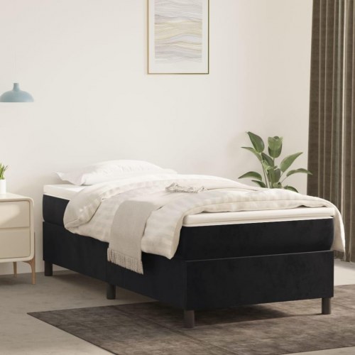 Kontinentalseng med madras 90×200 cm - fløjl, sort