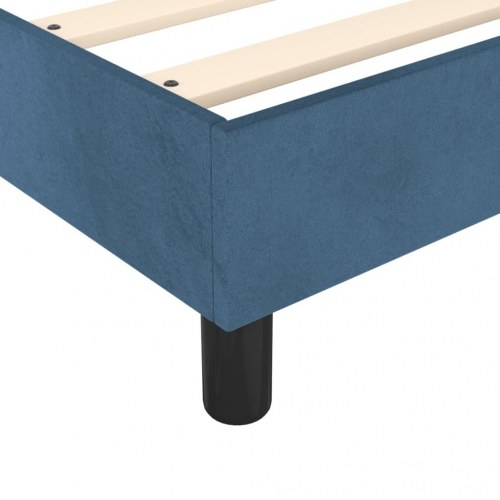 Kontinentalseng 90x200 cm i fløjl - mørkeblå med madras og topmadras