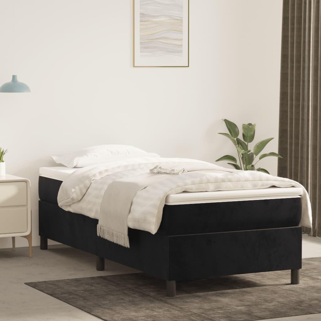 Kontinentalseng med madras 100x200 cm fløjl sort