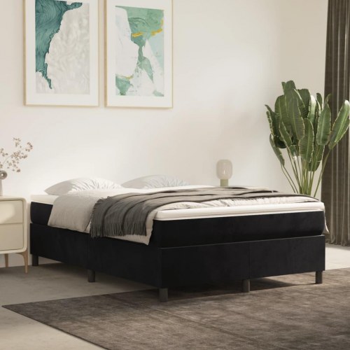 Kontinentalseng med madras 140×190 cm - fløjl, sort