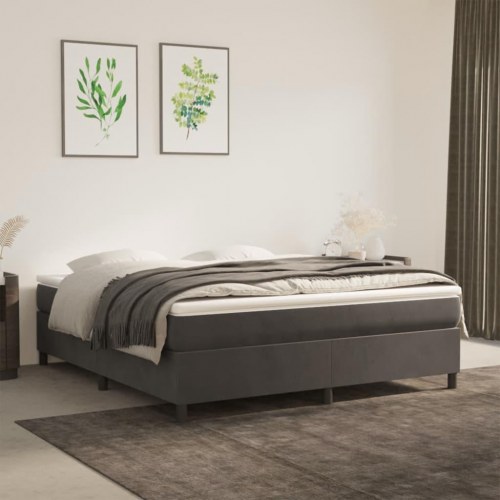 Kontinentalseng med madras 160×200 cm - fløjl, mørkegrå