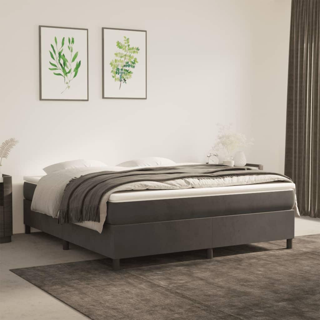 Kontinentalseng med madras 180x200 cm fløjl mørkegrå billede