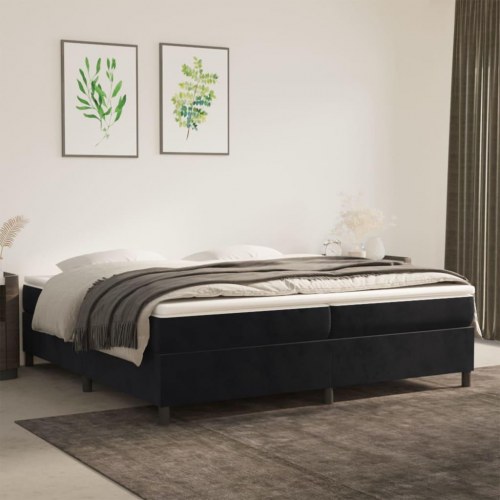 Kontinentalseng med madras 200 x 200 cm - fløjl, sort