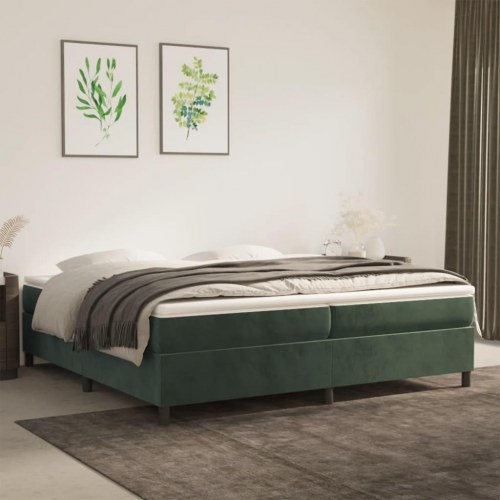 Kontinentalseng med madras 200x200 cm - fløjl, mørkegrøn