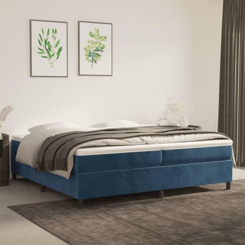 Kontinentalseng med madras 200×200 cm - fløjl, mørkeblå
