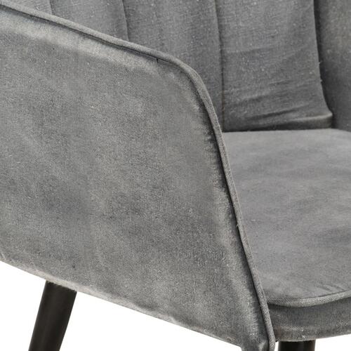 Lænestol med fodskammel vintagestil kanvas grå