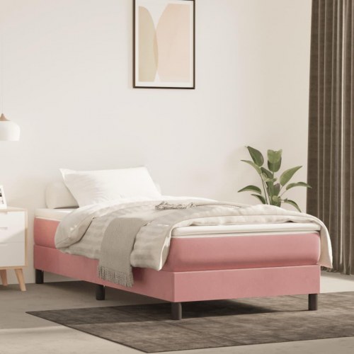 Springmadras med pocketfjedre - medium 80×200×20 cm, fløjl pink