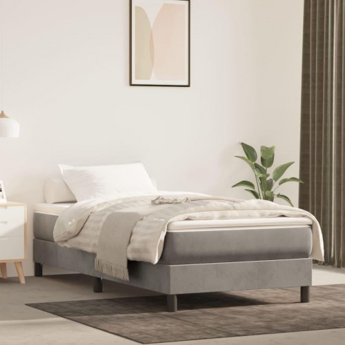 Springmadras med pocketfjedre - medium 90×190×20 cm, fløjl lysegrå