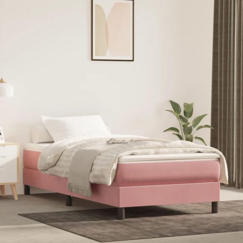 Springmadras med pocketfjedre - medium 90x190x20 cm, fløjl lyserød