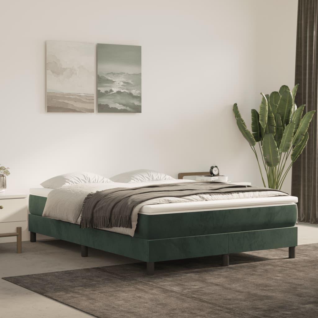 Springmadras med pocketfjedre 140x190x20 cm fløjl mørkegrøn