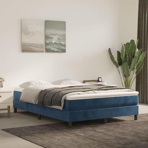Springmadras med pocketfjedre 140x190x20 cm fløjl mørkeblå