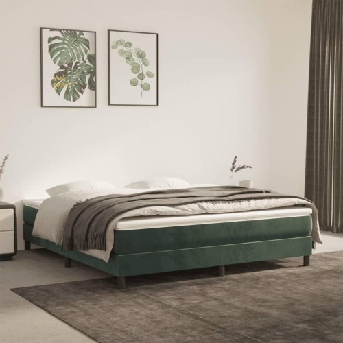Springmadras med pocketfjedre - medium 180×200×20 cm, fløjl mørkegrøn