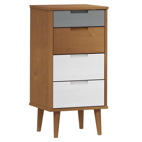 Kommode MOLDE 40x35x82 cm massivt fyrretræ brun