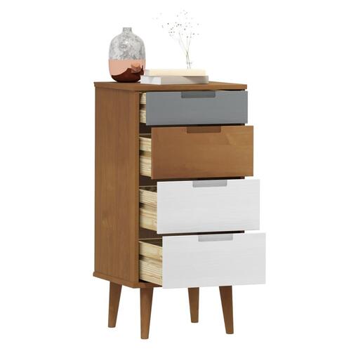 Kommode MOLDE 40x35x82 cm massivt fyrretræ brun