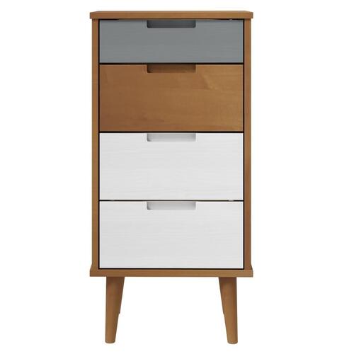 Kommode MOLDE 40x35x82 cm massivt fyrretræ brun