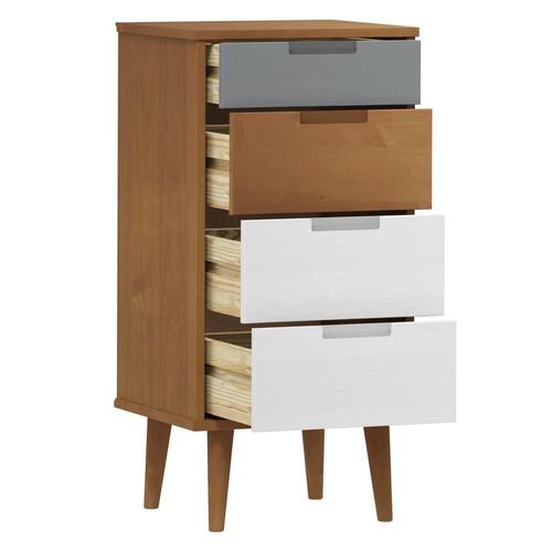 Kommode MOLDE 40x35x82 cm massivt fyrretræ brun