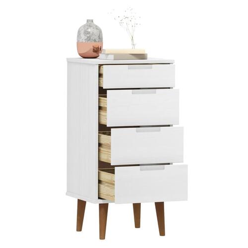 Kommode MOLDE 40x35x82 cm massivt fyrretræ hvid