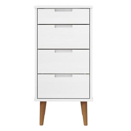 Kommode MOLDE 40x35x82 cm massivt fyrretræ hvid