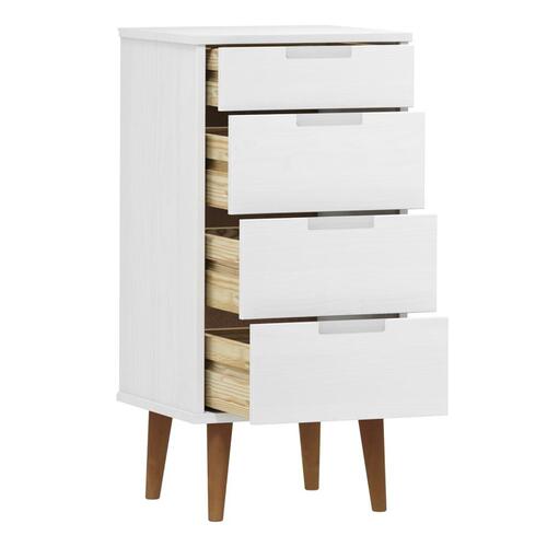 Kommode MOLDE 40x35x82 cm massivt fyrretræ hvid