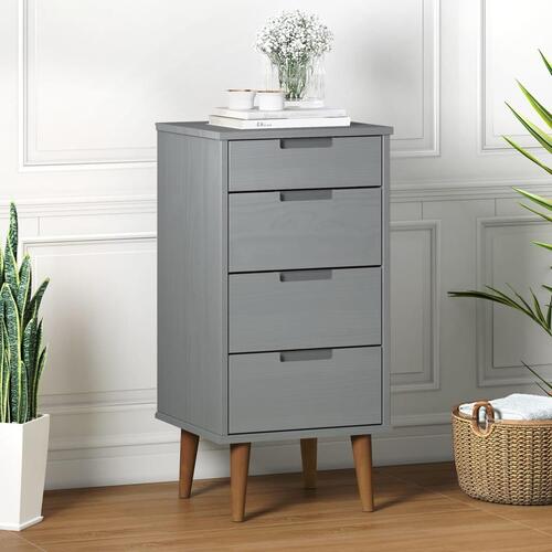 Kommode MOLDE 40x35x82 cm massivt fyrretræ grå
