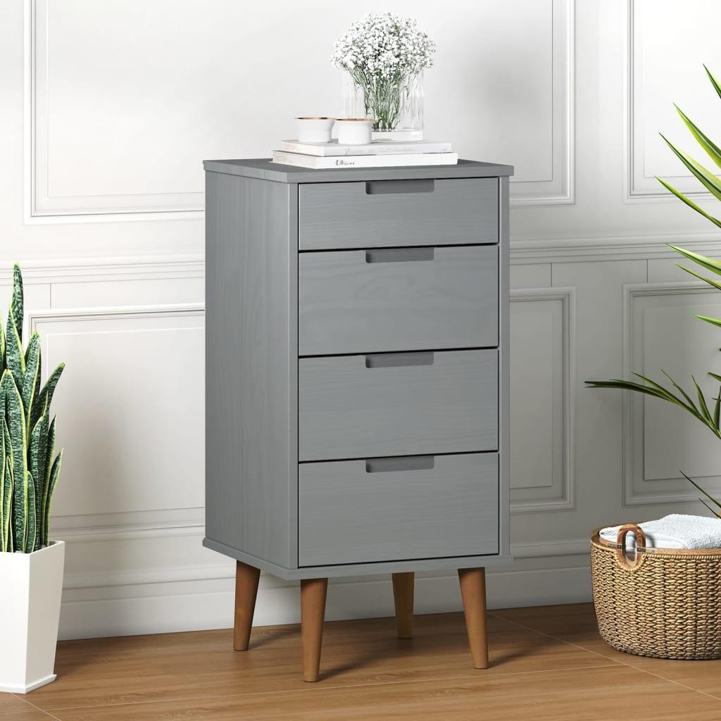 Kommode MOLDE 40x35x82 cm massivt fyrretræ grå