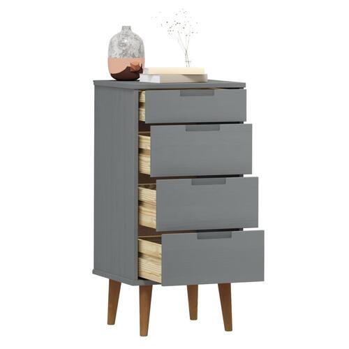 Kommode MOLDE 40x35x82 cm massivt fyrretræ grå
