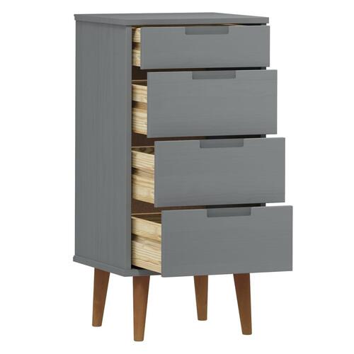 Kommode MOLDE 40x35x82 cm massivt fyrretræ grå