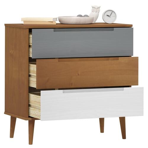 Kommode MOLDE 80x40x80 cm massivt fyrretræ brun