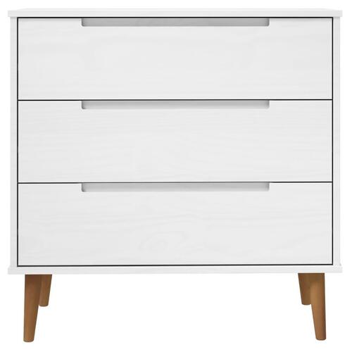 Kommode MOLDE 80x40x80 cm massivt fyrretræ hvid