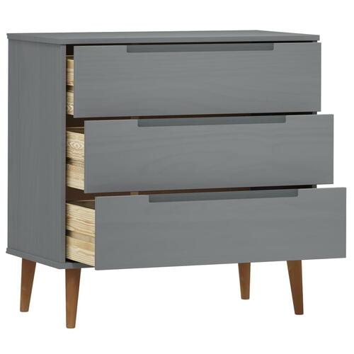 Kommode MOLDE 80x40x80 cm massivt fyrretræ grå