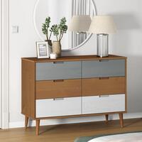 Sengebord MOLDE 113x40x80 cm massivt fyrretræ brun