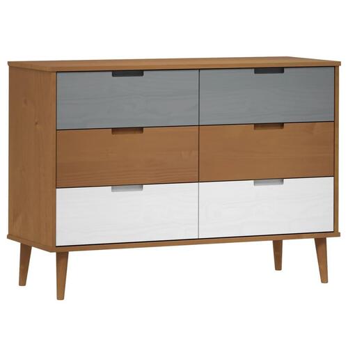 Sengebord MOLDE 113x40x80 cm massivt fyrretræ brun