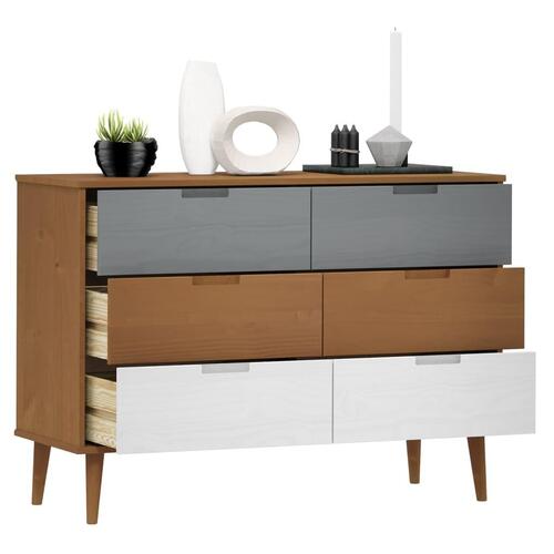Sengebord MOLDE 113x40x80 cm massivt fyrretræ brun