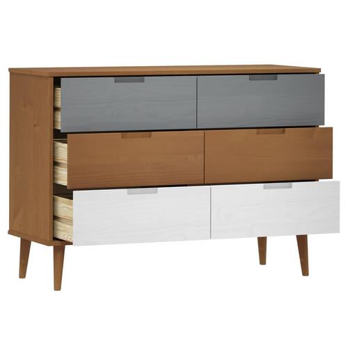 Sengebord MOLDE 113x40x80 cm massivt fyrretræ brun