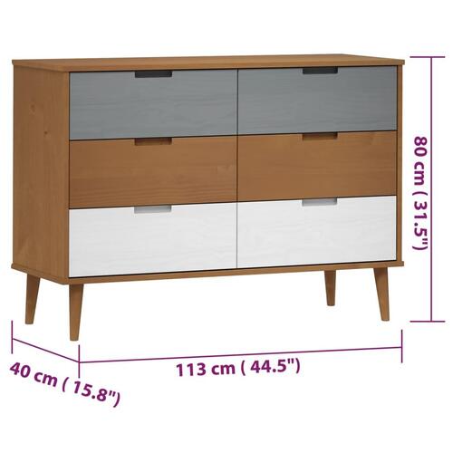 Sengebord MOLDE 113x40x80 cm massivt fyrretræ brun